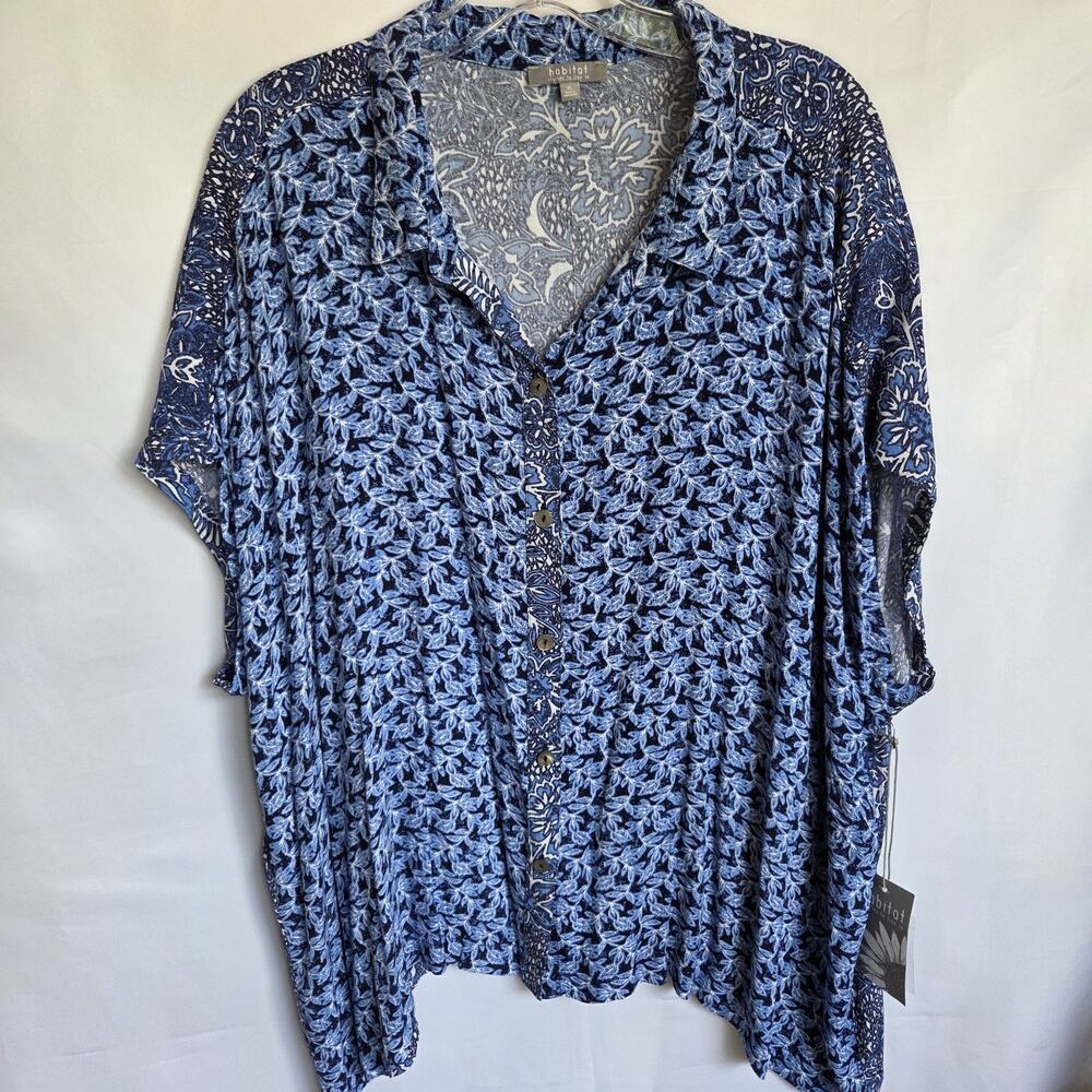 New with Tags Habitat Women's Button Front Blouse – Size XL